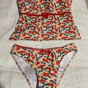 Zaful Cherry Print Bikini - Red and Cream
